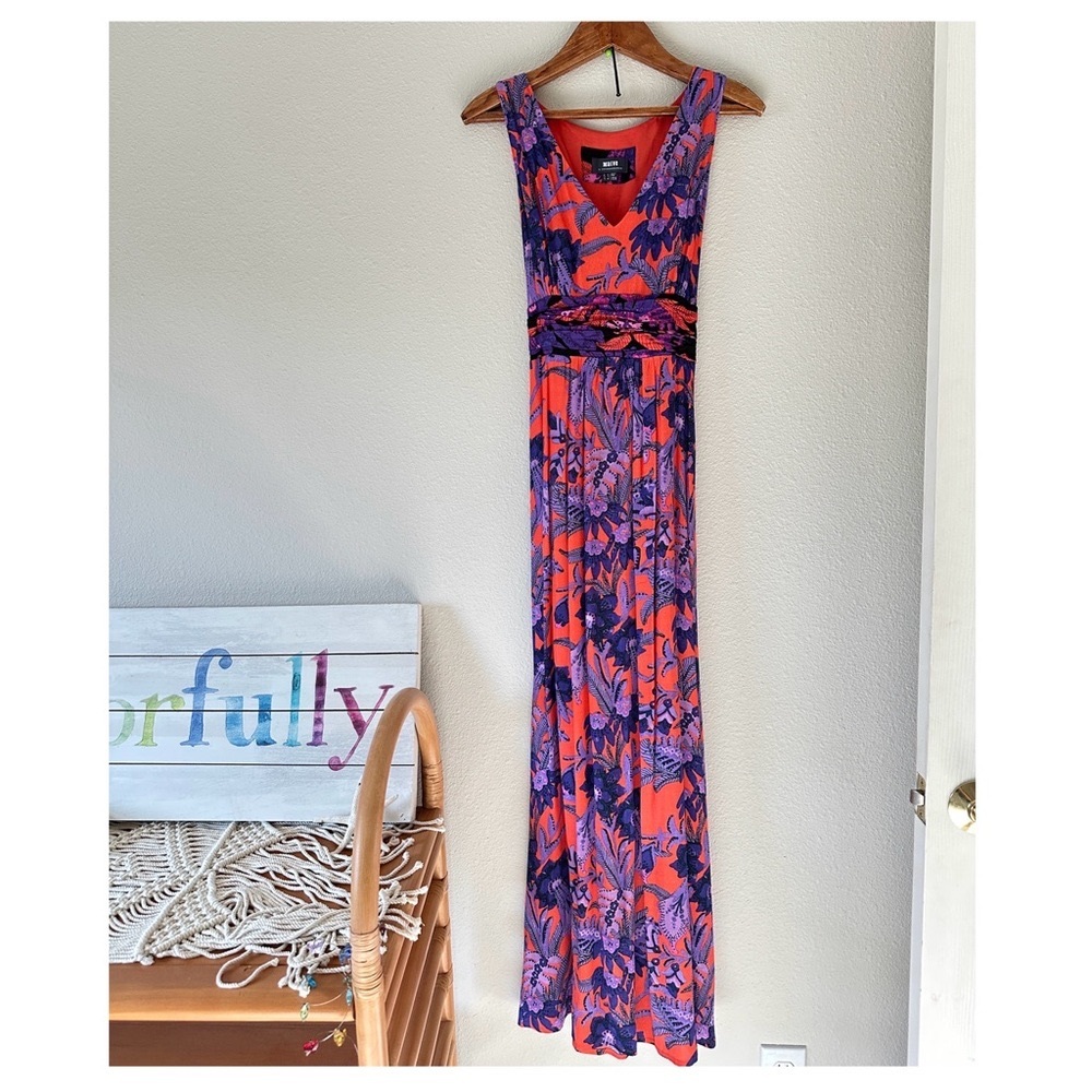 Anthropologie Purple and Orange Resort Maxi Gown